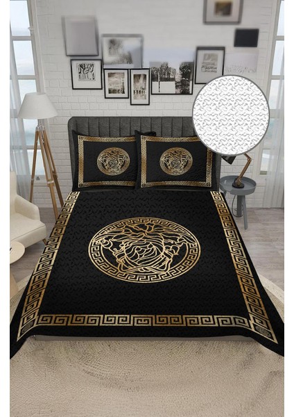 Parlak Kadife Kumaş Kapitoneli Çift Kişilik Yatak Örtüsü Seti (3 Parça) CKY0001 fiyatları