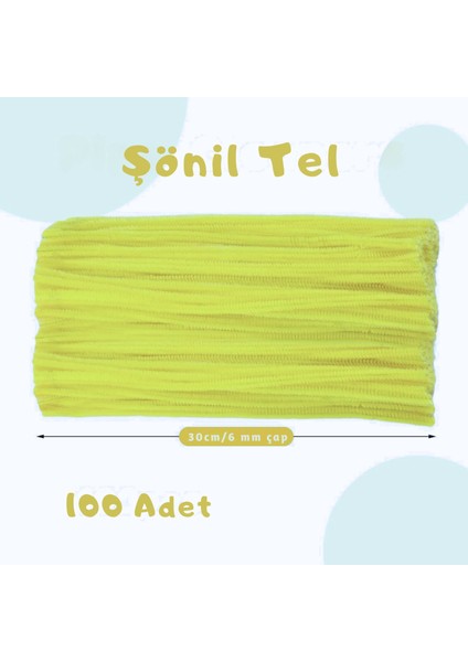 Şönil Tel, El Işi, Dıy, Hobi ve Çiçek Yapım Teli, Pastel Sarı, 100 Adet, 6 mm - 30 cm fiyatları