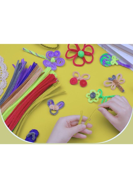 Şönil Tel, El Işi, Dıy, Hobi ve Çiçek Yapım Teli, Pastel Sarı, 100 Adet, 6 mm - 30 cm modelleri