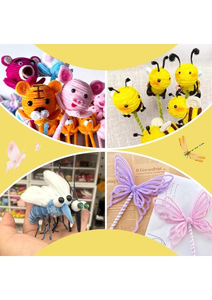 Şönil Tel, El Işi, Dıy, Hobi ve Çiçek Yapım Teli, Pastel Sarı, 100 Adet, 6 mm - 30 cm fırsatları