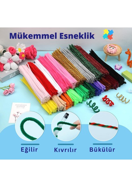 Şönil Tel, El Işi, Dıy, Hobi ve Çiçek Yapım Teli, Pastel Sarı, 100 Adet, 6 mm - 30 cm indirimleri