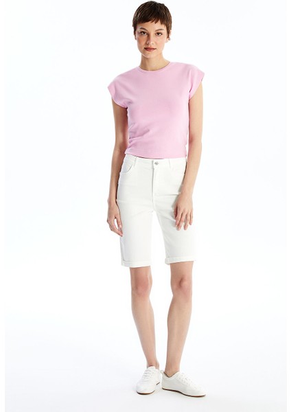 Yeni Sezon Normal Bel Bermuda Fit Kadın Jean Şort