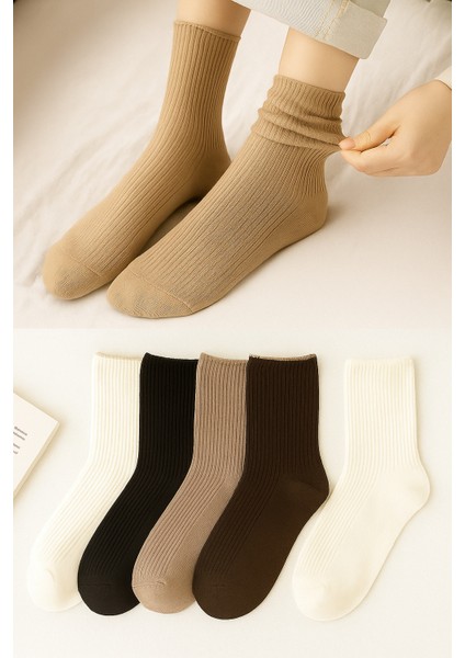 Kadın Fitilli 5 Çift Kolej Çorap Seti