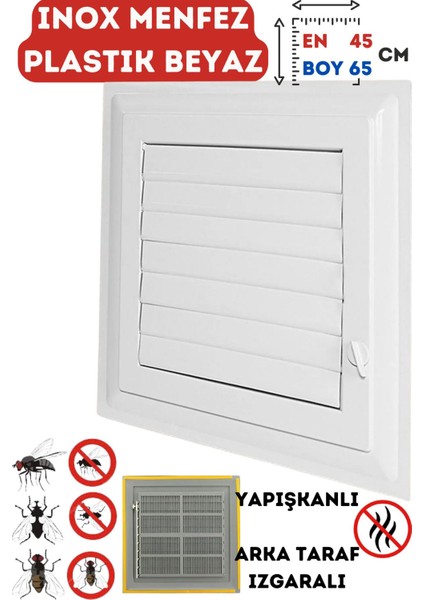 Havalandırma Menfezi Banyo Wc Tuvalet Menfez Plastik Panjur Beyaz 45X65 cm