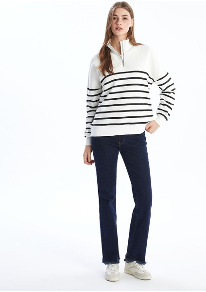 Yeni Sezon Dik Yaka Çizgili Kadın Sweatshirt Tunik fiyatları