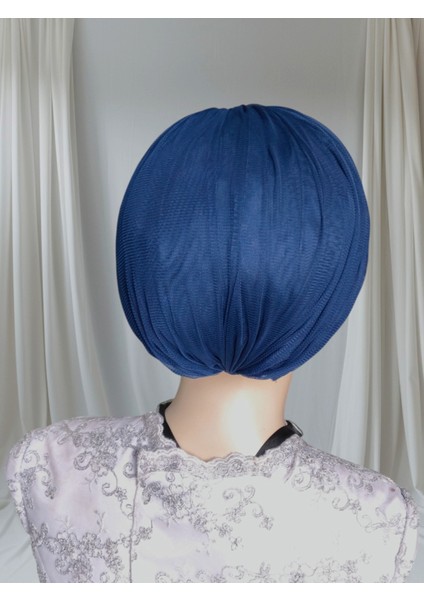 Aksesuarlı Lacivert Sevda Model Hazır Türban Hazır Şal Abiye Şal modelleri