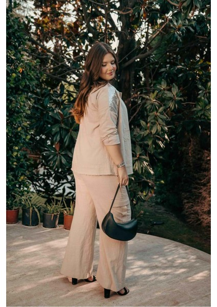 Kadın Büyük Beden Kargo Cepli Bol Bej Pantolon fiyatları