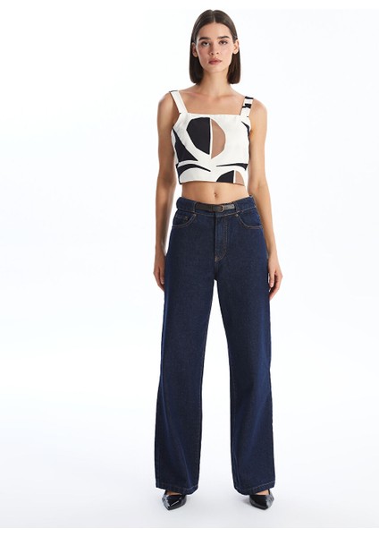 Yeni Sezon Beli Kemerli Wideleg Kadın Jean Pantolon fiyatları