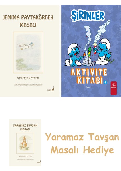 Beatrix Potter 12 - Jemima Paytakördek Masalı + Şirinler - Aktivite Kitabı 4 + Yaramaz Tavşan Masalı