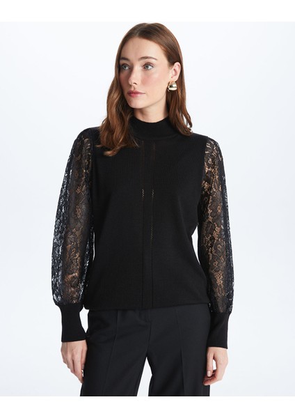 Yeni Sezon Yarım Balıkçı Yaka Kendinden Desenli Uzun Kollu Kadın Triko Kazak fiyatları