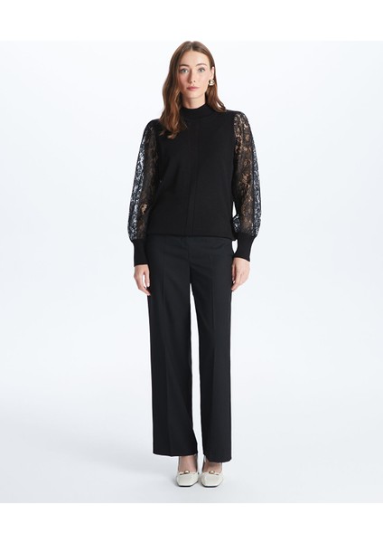 Yeni Sezon Yarım Balıkçı Yaka Kendinden Desenli Uzun Kollu Kadın Triko Kazak fırsatları