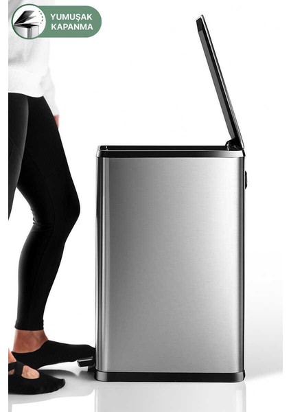Dikdörtgen Paslanmaz Çöp Kovası 40 Litre - Inox fiyatları