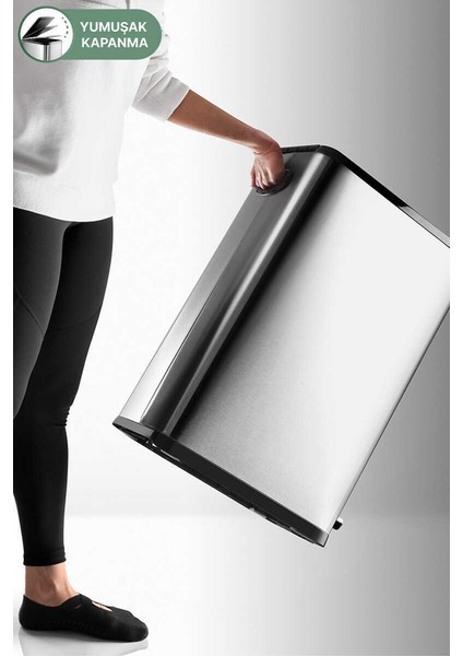 Dikdörtgen Paslanmaz Çöp Kovası 40 Litre - Inox modelleri