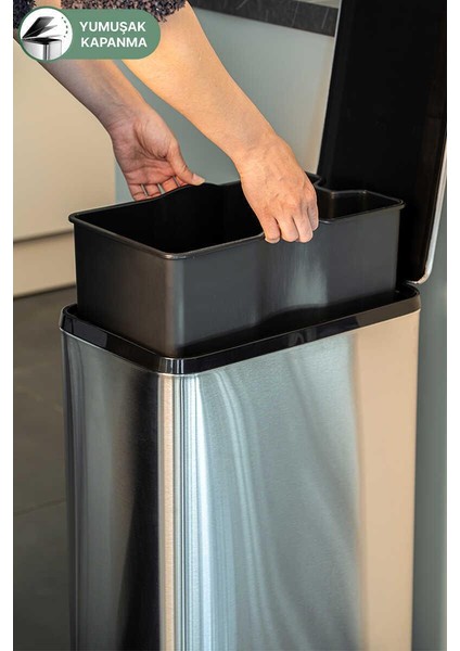 Dikdörtgen Paslanmaz Çöp Kovası 40 Litre - Inox fırsatları