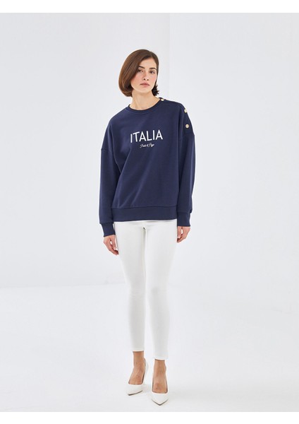 Yeni Sezon Bisiklet Yaka Baskılı Oversize Kadın Kalın Sweatshirt fiyatları