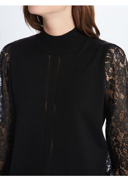 Yeni Sezon Yarım Balıkçı Yaka Kendinden Desenli Uzun Kollu Kadın Triko Kazak indirimleri