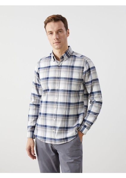 Yeni Sezon Regular Fit Uzun Kollu Ekose Gabardin Erkek Gömlek