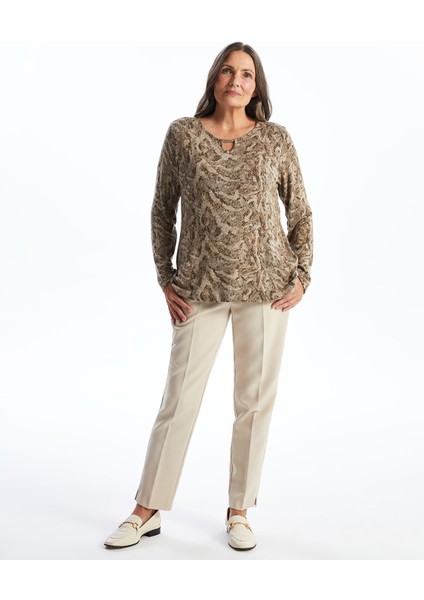 Yeni Sezon Bisiklet Yaka Desenli Uzun Kollu Kadın Bluz fiyatları