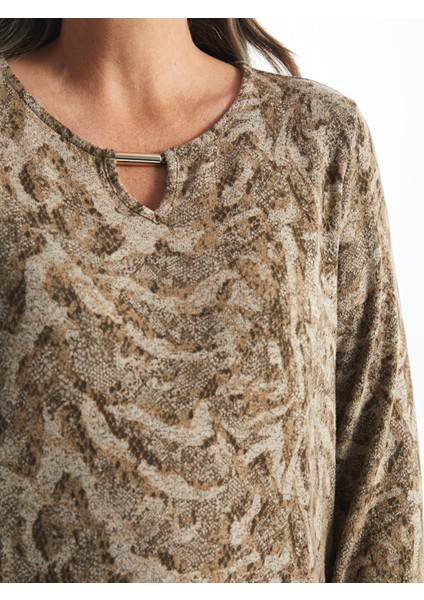 Yeni Sezon Bisiklet Yaka Desenli Uzun Kollu Kadın Bluz modelleri