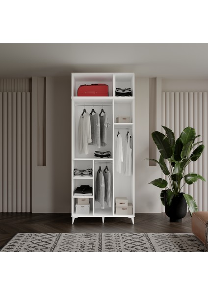 Milas 3 Kapaklı Komple Mdf Ayaklı Yüklüklü Gardırop - Elbise Dolabı -Yüklük Dolabı fırsatları