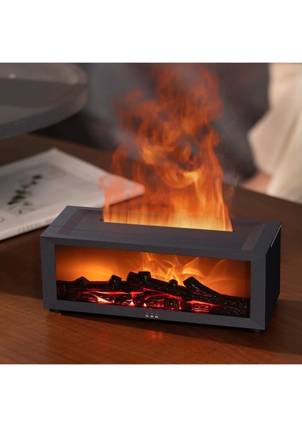 Şömine Alev Efektli Oda Nemlendirici – Ultra Sessiz Hava Nemlendirici, LED Aydınlatma, Dekoratif Alev Gösterisi