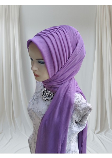 Lila Renk Esnek Kumaş Tektek Hazır Duvak Hazır Şal Hazır Türban fırsatları