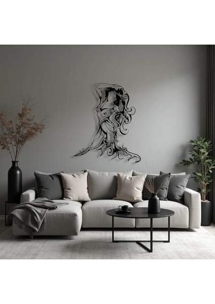 Doğa ile Bütünleşen Kadın Metal Duvar Dekoru – Estetik ve Zarafetin Buluşması