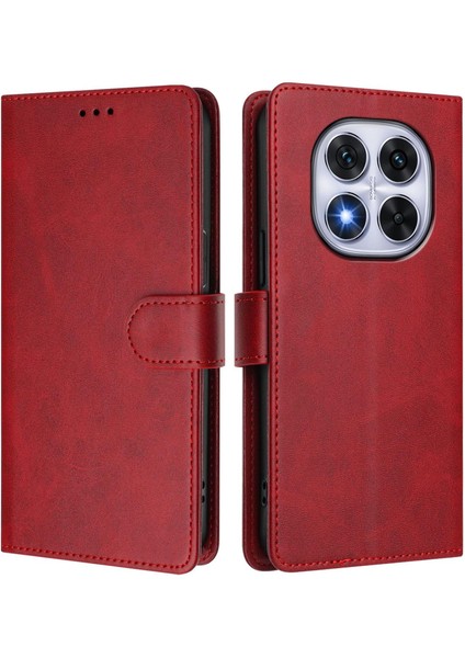 Xiaomi Redmi Note 14 Pro 4g Için Kılıf Deri Görünüm Kapaklı Kartlıklı Stand Kamera Koruyuculu Kapak