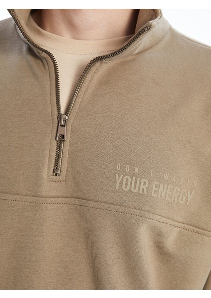 Yeni Sezon Dik Yaka Uzun Kollu Baskılı Erkek Kalın Sweatshirt modelleri