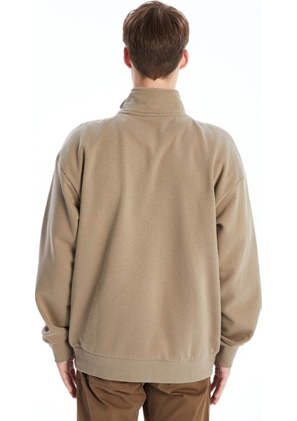 Yeni Sezon Dik Yaka Uzun Kollu Baskılı Erkek Kalın Sweatshirt fırsatları