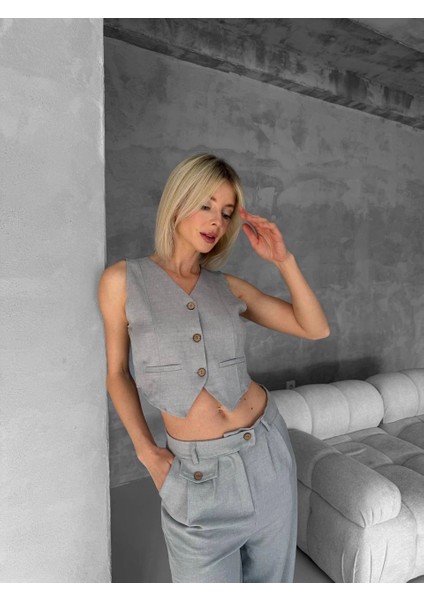 Bosel Essential Yelek Pantolon Takım Gri S255254 modelleri