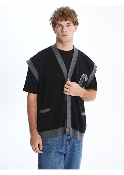 Yeni Sezon Rahat Kalıp V Yaka Erkek Triko Yelek