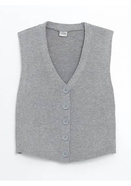 Yeni Sezon V Yaka Kız Çocuk Triko Yelek