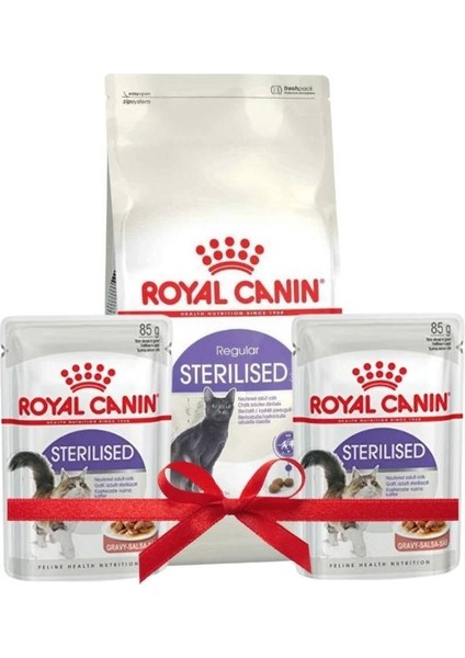 2kg Royal Canin Sterilised 37 Bundle + 2ADET Royal Canin Sterilised Pouch