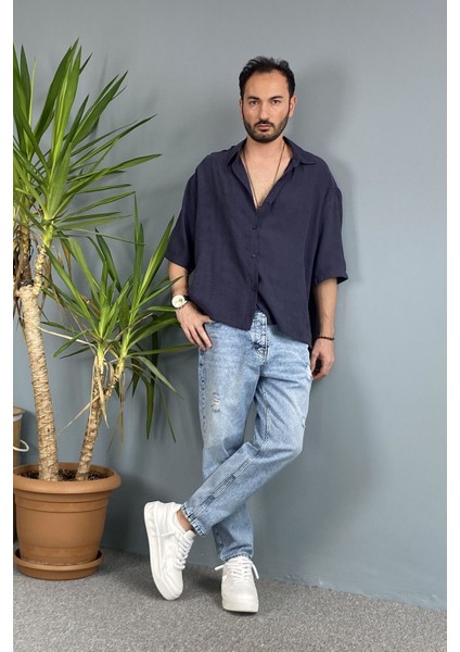 Nakışlı Oversize Asimetrik Kısa Kol Gömlek Haki indirimleri