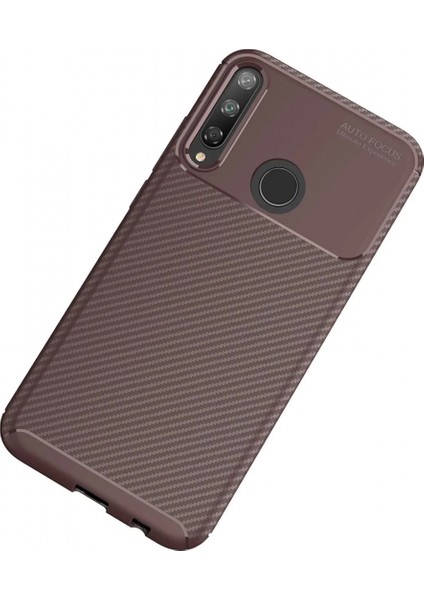 Huawei P40 Lite E Kılıf Auto Focus Karbon Kapak - Kahverengi fiyatları