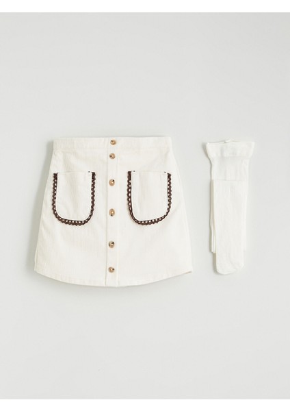 Yeni Sezon Basic Kız Bebek Şort Etek ve Külotlu Çorap 2'li