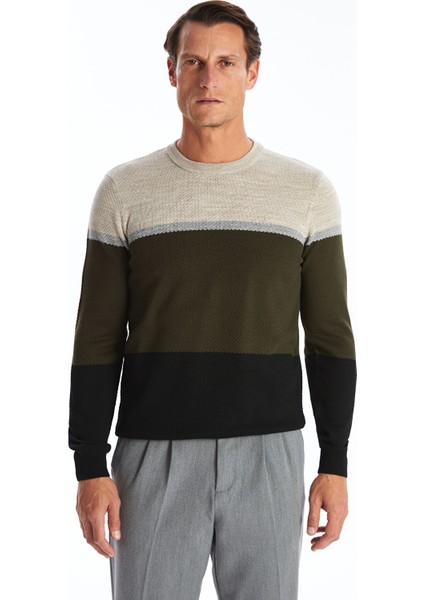 Yeni Sezon Bisiklet Yaka Uzun Kollu Renk Bloklu Erkek Triko Kazak modelleri