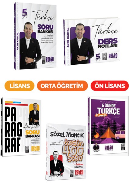 2026 Kpss Türkçe Paragraf Sözel Mantık Kampı Soru Bankası Çözümlü Ders Notu Retro Yayıncılık 5li Set modelleri