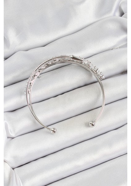 Pirinç Gümüş Renk Arpa Zirkon Taşlı Kadın Bileklik fiyatları