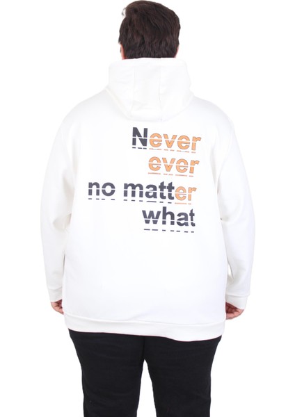 Mocgrande Büyük Beden Kapüşonlu Sweat Double Face Never 25706 Ekru modelleri