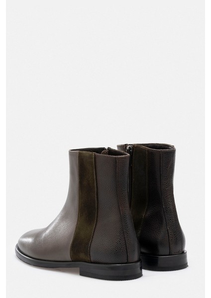 Olive Hakiki Deri Fermuarlı Kadın Bot indirimleri