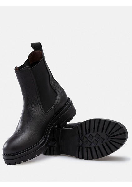 Siyah Hakiki Deri Lastikli Chealsea Kadın Bot modelleri