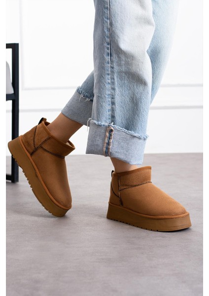 Kalın Yüksek Tabanlı Içi Kürklü Suya Dayanıklı Spor Kısa Kadın Bot Platform Taban