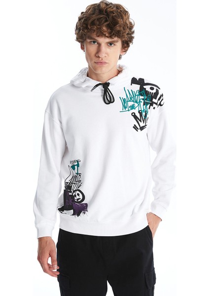 Yeni Sezon Uzun Kollu Baskılı Erkek Kalın Hoodie