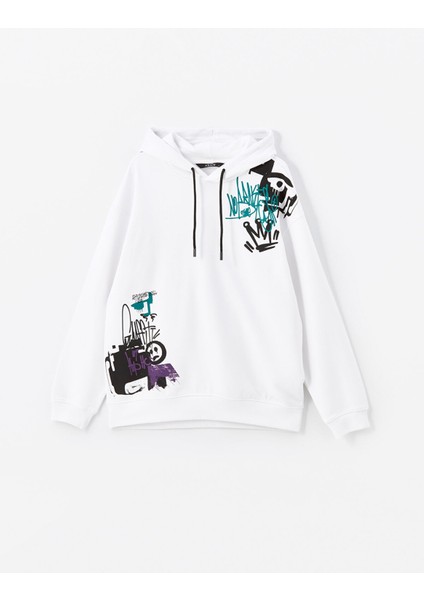 Yeni Sezon Uzun Kollu Baskılı Erkek Kalın Hoodie fırsatları