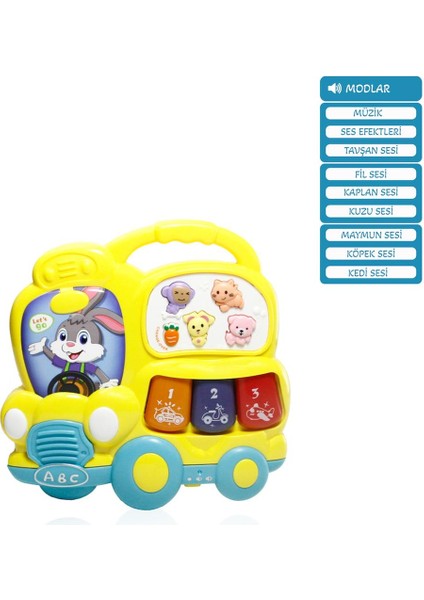 Oyuncak Işıklı ve Müzikli Otobüs Bebek Piyanosu VRD-JLG-855-67A