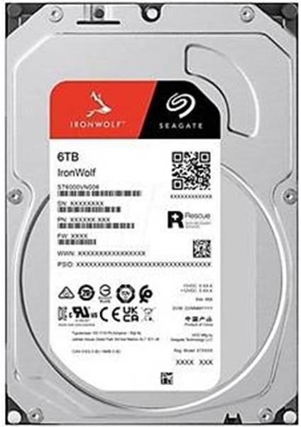 6tb Ironwolf 256MB 5400RPM 3.5" Sata 3.0 Nas ST6000VN006 Harddisk