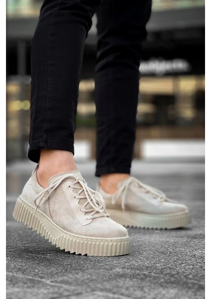 Nrtmsa KB-X502 Kuback Bej Süet Yüksek Bej Taban Bağcık Detaylı Lastikli Günlük Erkek Ayakkabı (Numara: 42) indirimleri