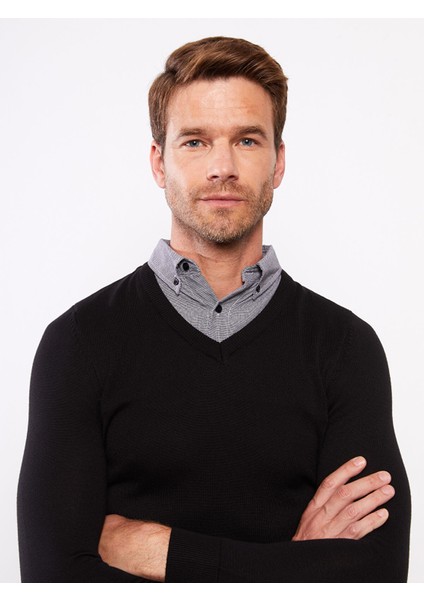 Yeni Sezon Gömlek Yaka Uzun Kollu Erkek Triko Kazak fiyatları